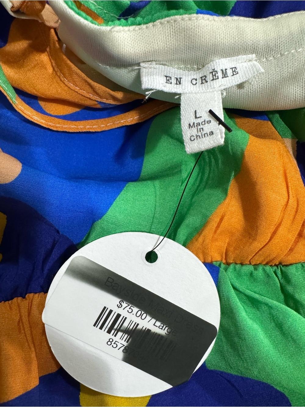 EN CRÈME Colorblock Dress in Green, Blue & Orange - Picture 8 of 8